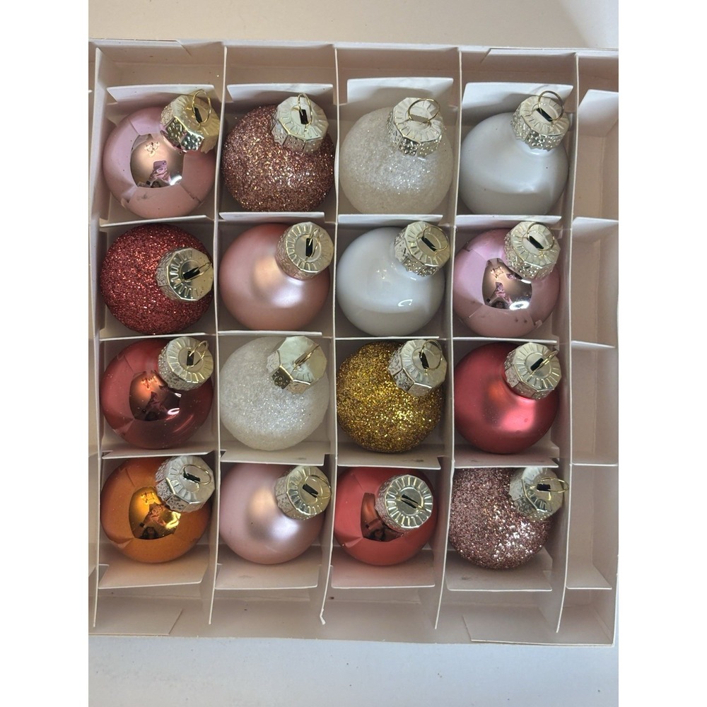 Target Wondershop Handcrafted Miniature Christmas Ornament Set 16 Pinks White
